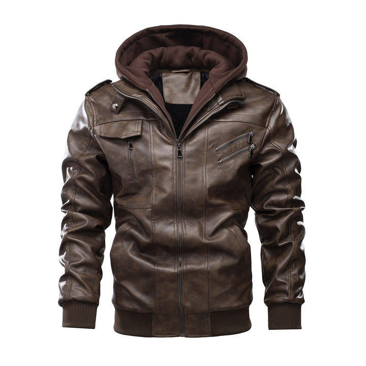 Herren Lederjacke mit herausnehmbarer Kapuze Echoarchiv
