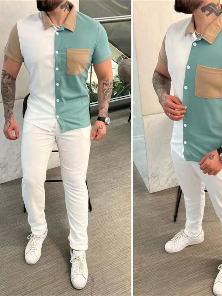 Herren Farbblock Freizeit Outfit Echoarchiv