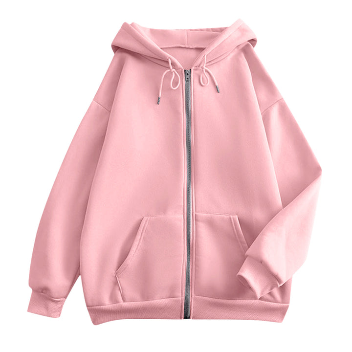 Damen extrabreite Zip-Kapuzenjacke mit weichem Fleecefutter, Kängurutaschen und gerippten Bündchen – Célinea
