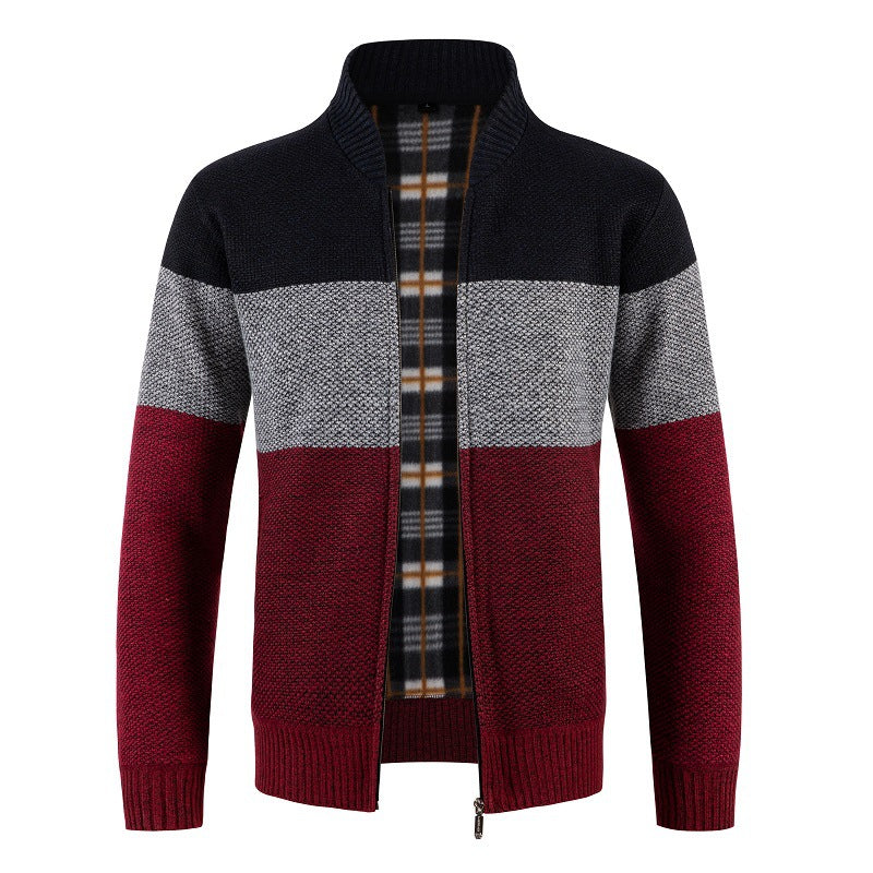 Herren Strickjacke mit modernem Reißverschluss und strukturiertem Muster Echoarchiv