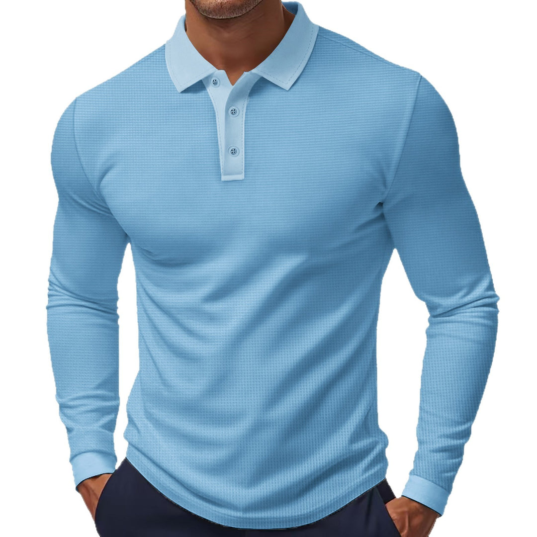 Herren Langarm Poloshirt mit strukturiertem Material Echoarchiv