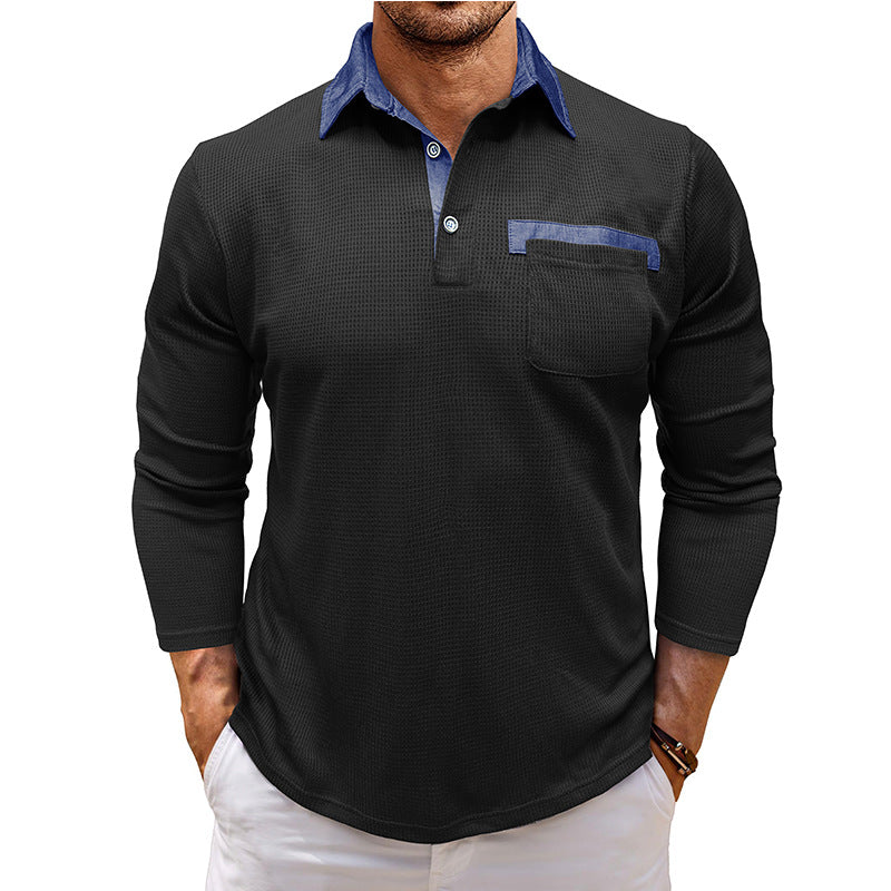 Herren Langarm Poloshirt mit strukturiertem Design Echoarchiv