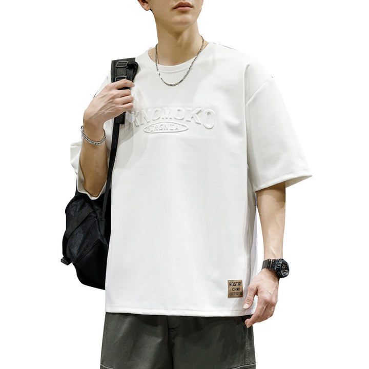 Herren Oversized T-Shirt mit strukturiertem Logodesign Echoarchiv