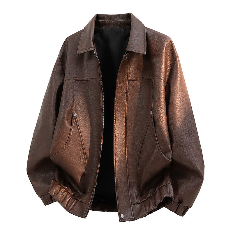 Herren Lässige Kunstlederjacke mit elastischem Bund Echo Archiv