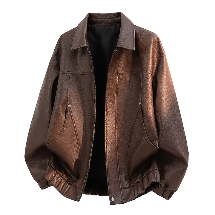 Herren Lässige Kunstlederjacke mit elastischem Bund Echo Archiv