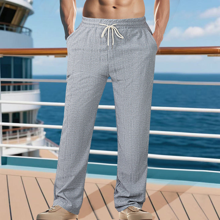 Herren Leichtgewichtige Struktur-Loungehose mit elastischem Tunnelzugbund und geradem Relaxed-Fit – Sorevano
