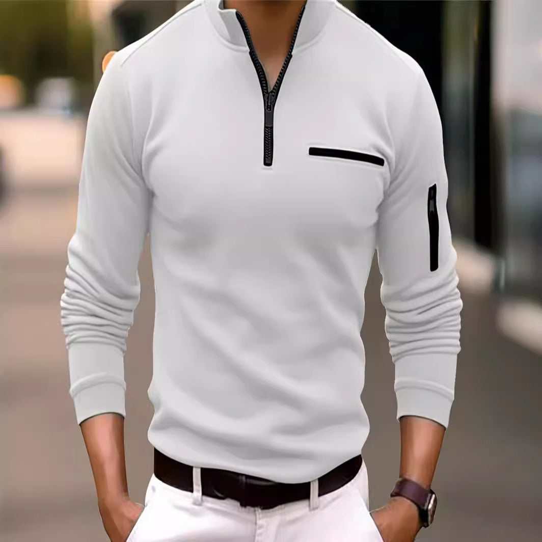 Herren praktischer Pullover mit halbem Reißverschluss und Taschen Echoarchiv