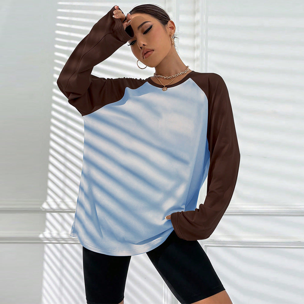 Damen oversized Raglan-Langarmshirt mit weitem Glockenärmel lässiger Silhouette und sportiver Crew-Neck – Avérine