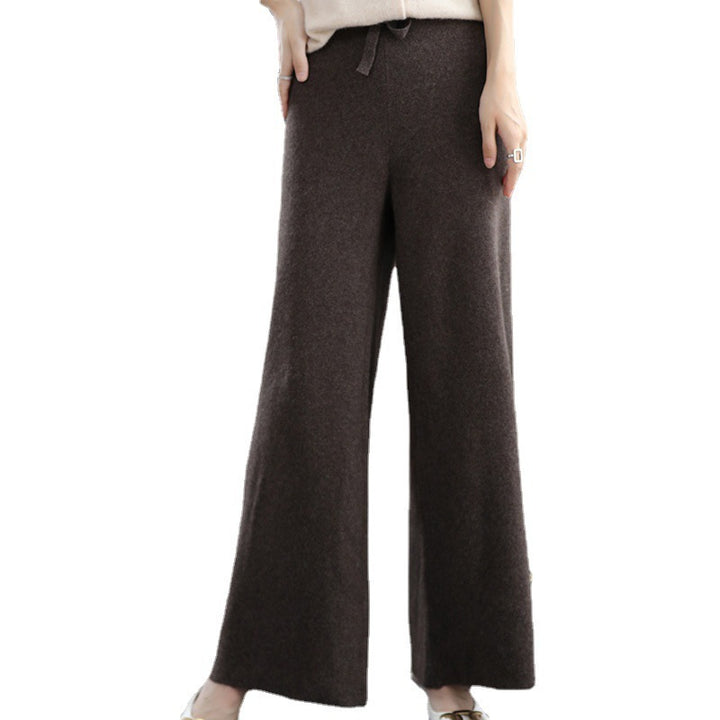 Damen High‑Waist Palazzo‑Strickhose mit Kordelzug und kaschmirähnlicher Weichheit Echoarchiv