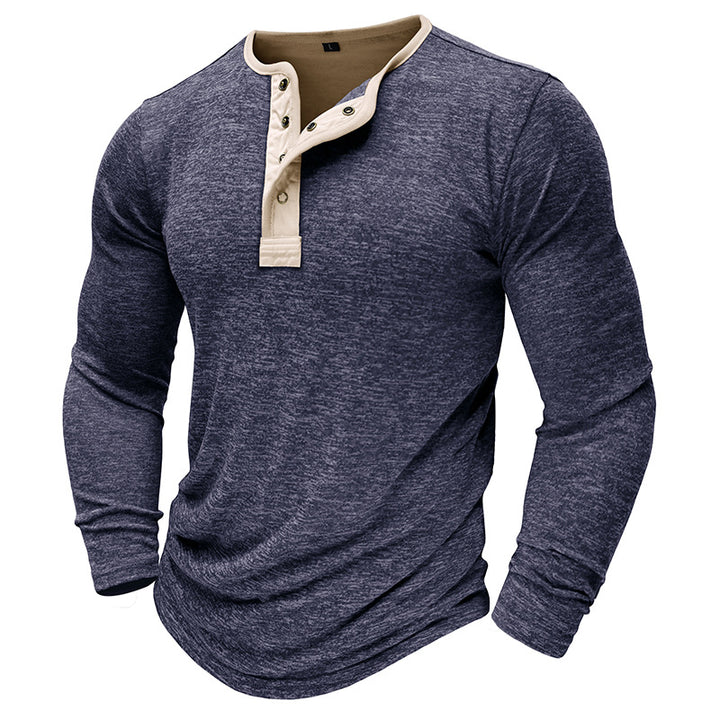 Herren Langarm-Henley-Shirt mit Knopfleiste Echoarchiv