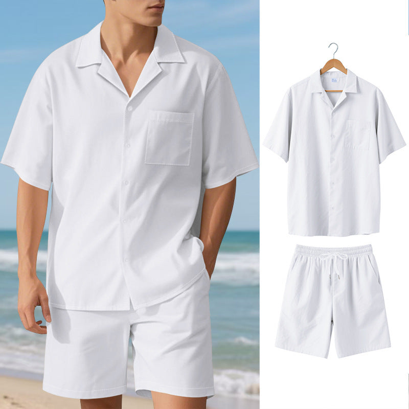 Herren elegantes Kurzarm-Urlaubs-Outfit bestehend aus Hemd und Shorts Echoarchiv