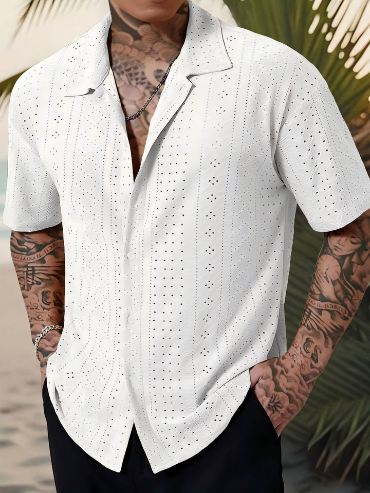 Herren Kurzarmhemd mit strukturiertem Design und atmungsaktivem Material Echoarchiv