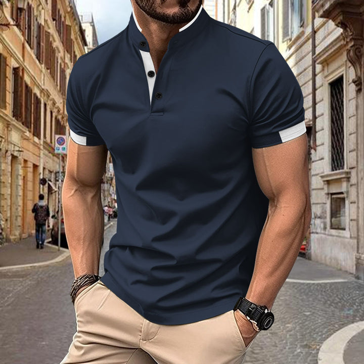 Herren stilvolles Mandarin-Kragen Performance Polo-Shirt Echoarchiv