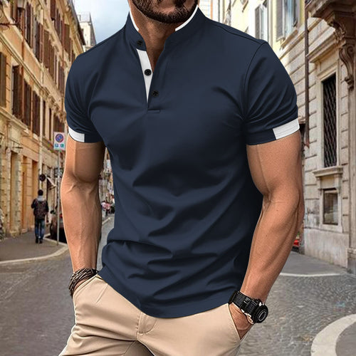 Herren stilvolles Mandarin-Kragen Performance Polo-Shirt Echoarchiv