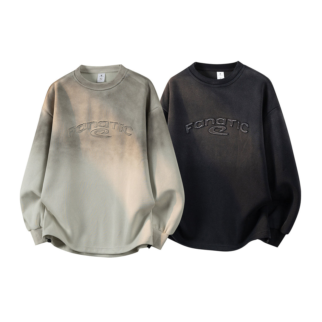 Damen Oversize-Sweatshirt mit gesticktem Schriftzug, abgerundetem Saum & überschnittener Schulter Echoarchiv