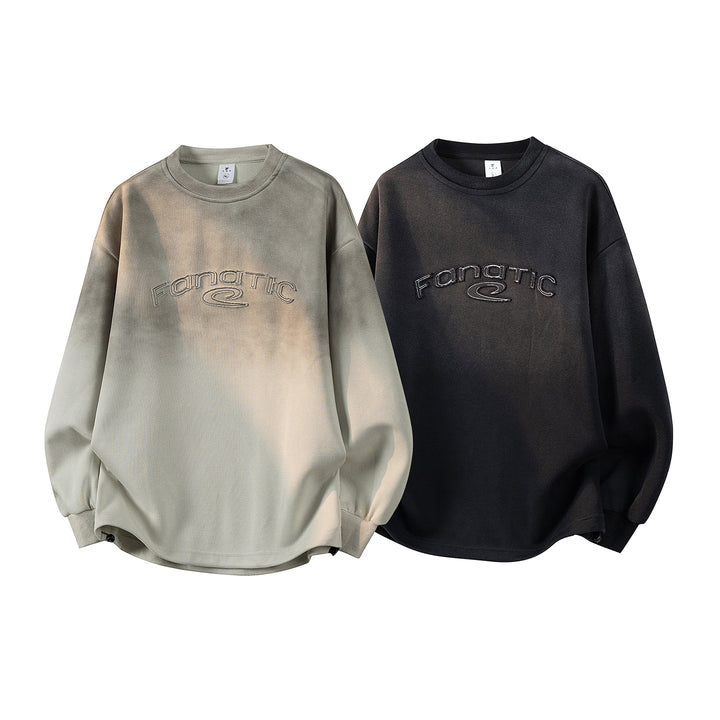 Damen Oversize-Sweatshirt mit gesticktem Schriftzug, abgerundetem Saum & überschnittener Schulter Echoarchiv