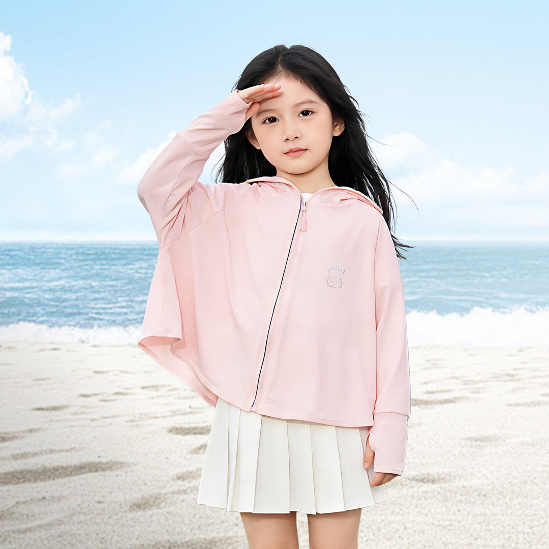 Damen nan leichte Kinder-Sonnenjacke mit Kapuze, atmungsaktivem Material und UV-Schutz  Echo Archiv