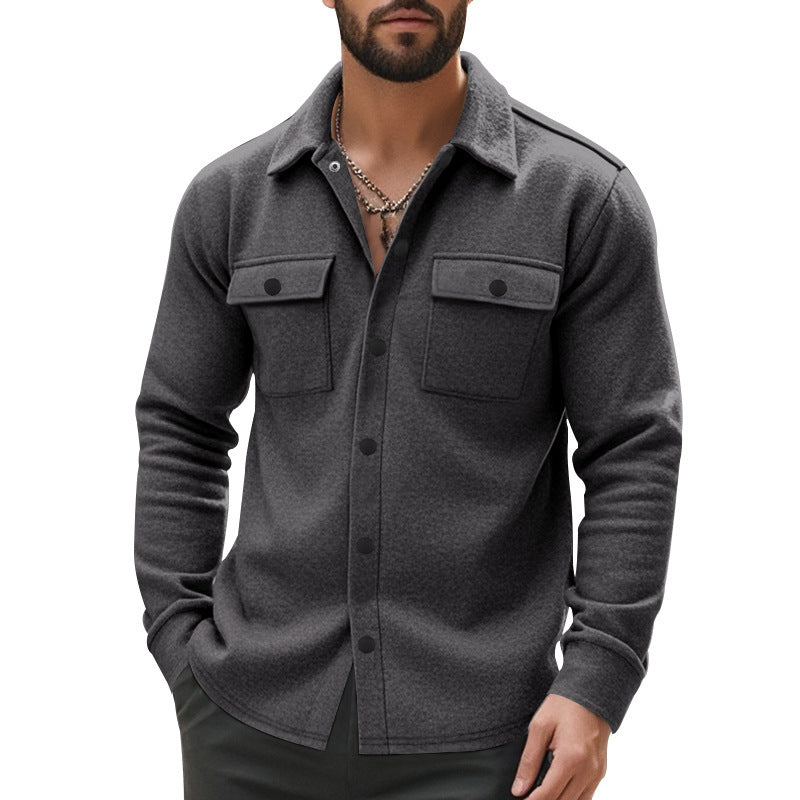 Herren nan gefütterte Hemdjacke mit Fleecefutter, aufgesetzten Brustklappen und Druckknopfleiste Echo Archiv
