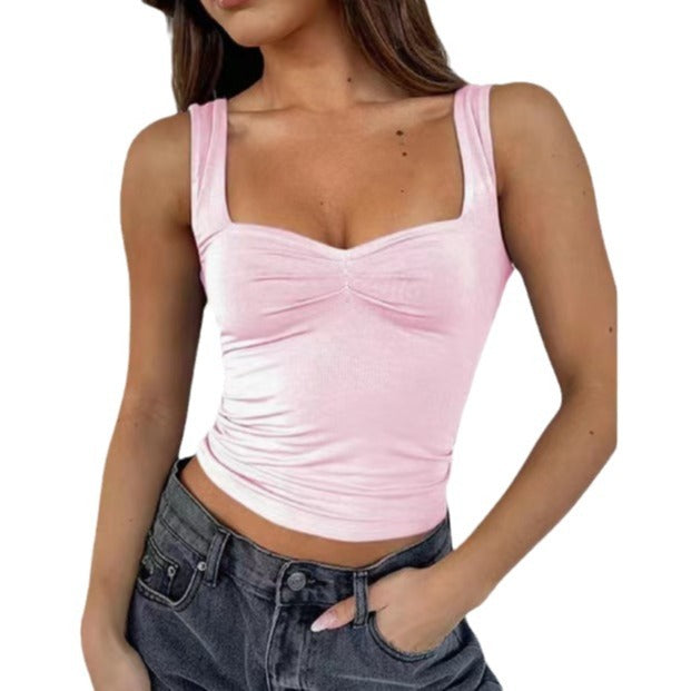 Damen Crop-Top mit gerafftem Detail und quadratischem Ausschnitt Echo Archiv