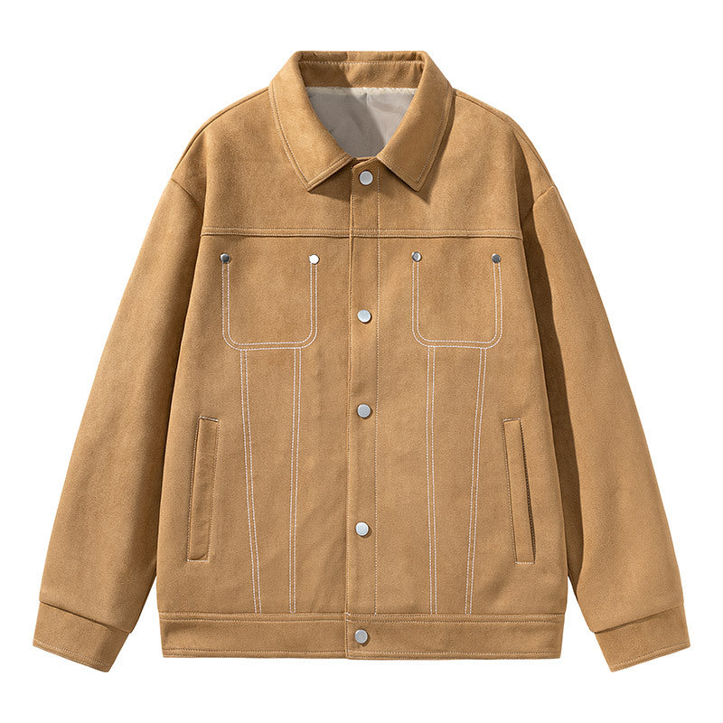 Herren Modische Wildlederjacke mit praktischen Taschen Echo Archiv