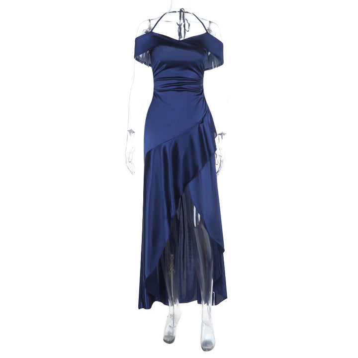 Damen schulterfreies Maxikleid mit asymmetrischem Saum und elegantem Wickeldesign Echo Archiv