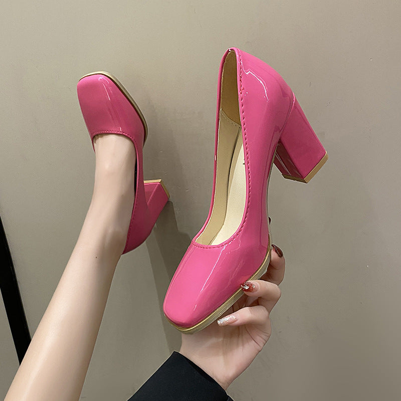 Damen elegante Pumps mit quadratischer Zehenkappe und hohem Blockabsatz Echoarchiv