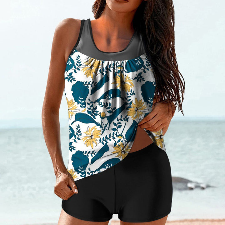 Damen Tankini-Set mit floralem Oberteil und sportlichem Hosenansatz Echo Archiv