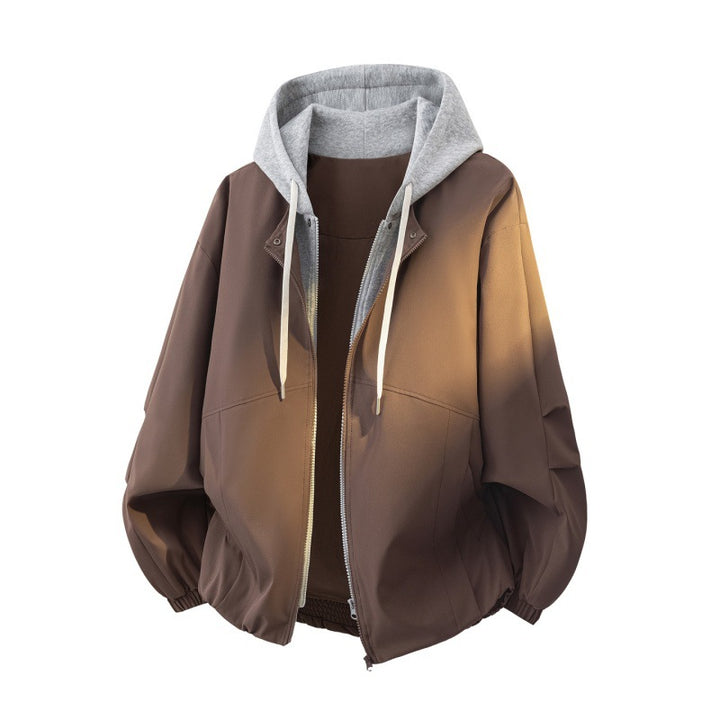Unisex Oversize-Jacke im Lagenlook mit integrierter Kontrastkapuze und elastischem Saum Echoarchiv