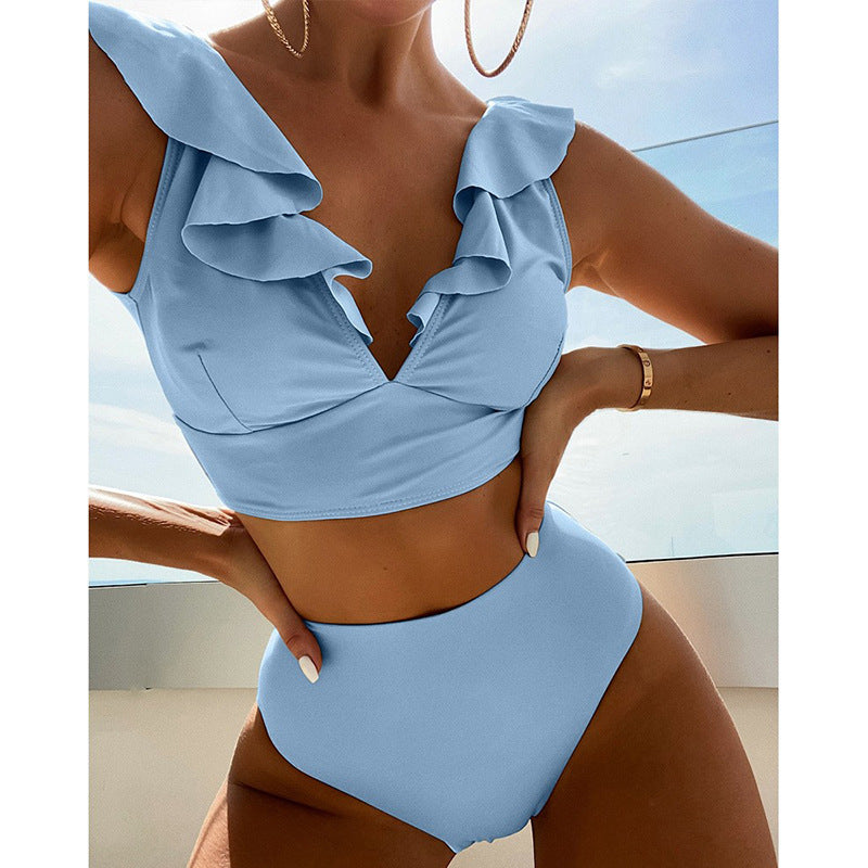 Damen Bikiniset mit voluminösen Rüschendetails und hoch geschnittenem Slip Echo Archiv