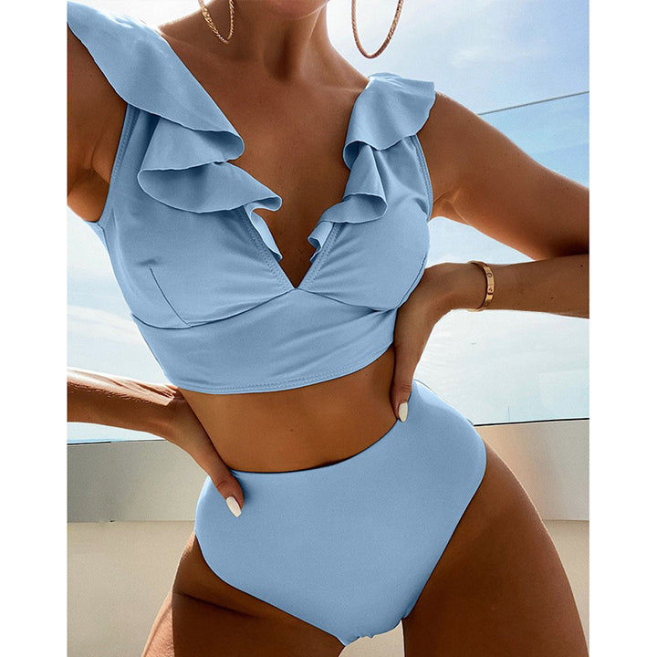 Damen Bikiniset mit voluminösen Rüschendetails und hoch geschnittenem Slip Echo Archiv