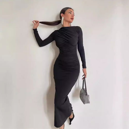 Damen nan gerafftes Maxikleid mit asymmetrischem Ausschnitt und taillierter Silhouette Echo Archiv