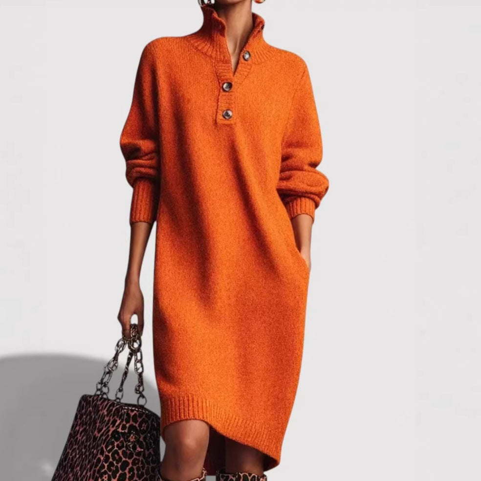 Damen Bequemes Strickkleid mit Knopfdetails – Lunéa