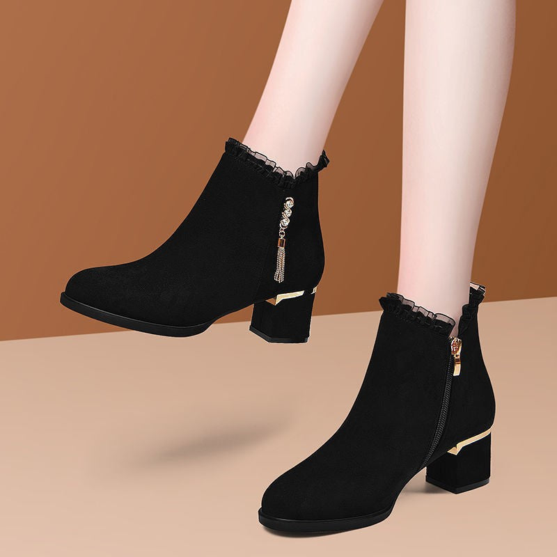 Damen Elegante Ankle Boots mit Rüschen-Detail Echo Archiv