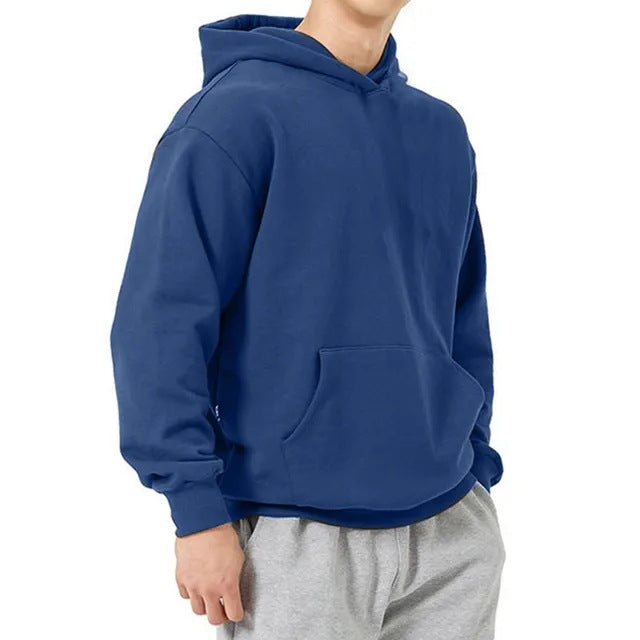 Herren schwerer Kapuzenpullover im Boxy-Cut mit Kängurutasche, geripptem Saum und angerauter Innenseite – Cavarno