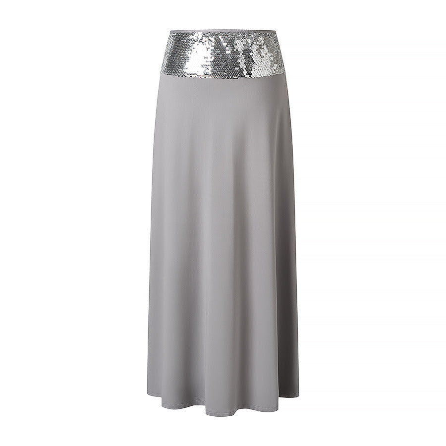 Damen elegantes Wickeloberteil und maxilanger Rock mit Paillettenbund Echo Archiv