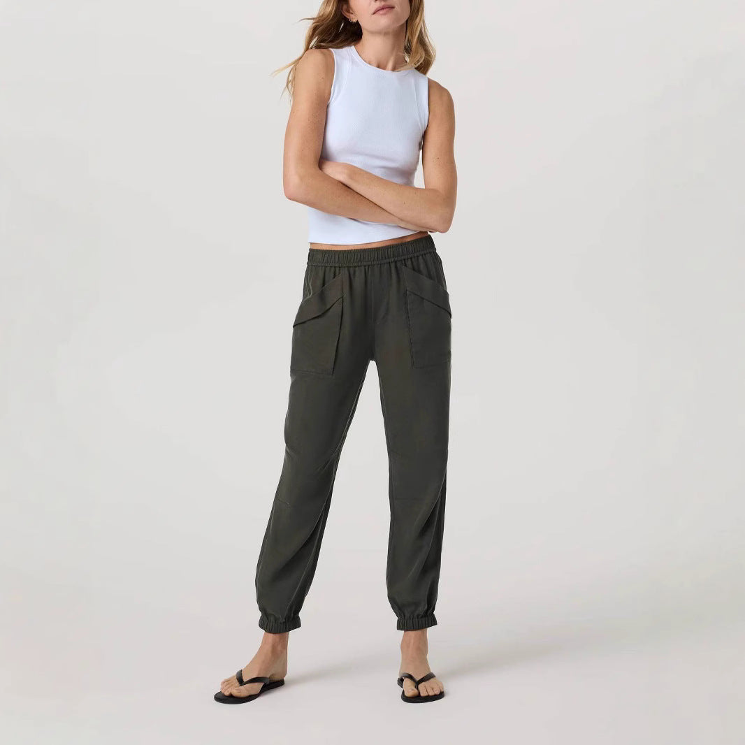 Damen Relax-Joggerhose mit hohem Gummibund und aufgesetzten Taschen – Avérine
