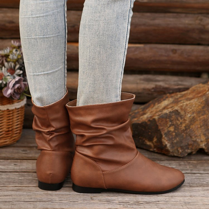 Damen modische Stiefeletten mit elegantem Rüschendesign und weichem Obermaterial Echoarchiv