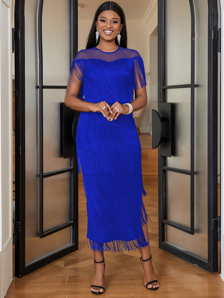 Damen elegantes Fransen Abendkleid Echo Archiv