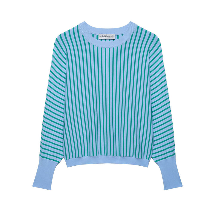 Damen Gestreifter Cropped Feinstrickpullover mit verlängerten Bündchen Echoarchiv