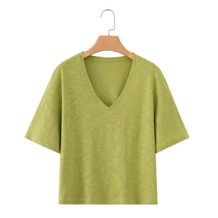Damen lässiges T-Shirt mit V-Ausschnitt und luftiger Passform Echo Archiv