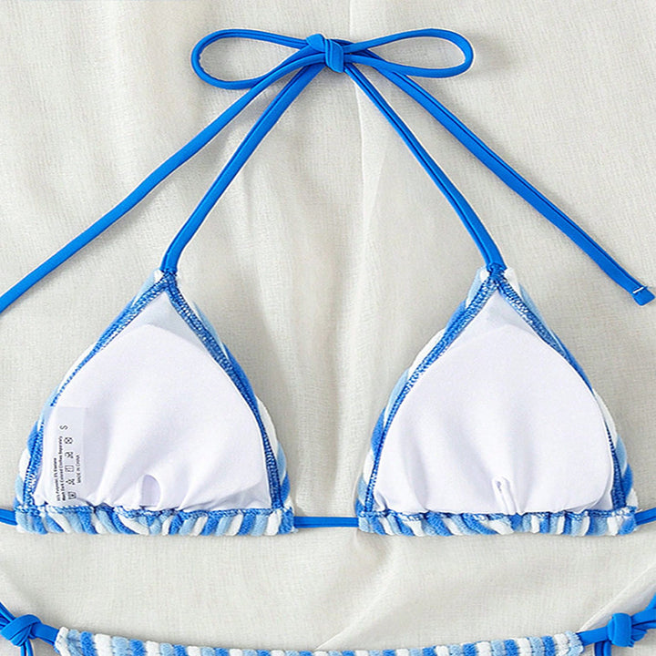 Damen Triangel-Bikini mit strukturiertem Stoff und verstellbaren Bindebändern Echo Archiv