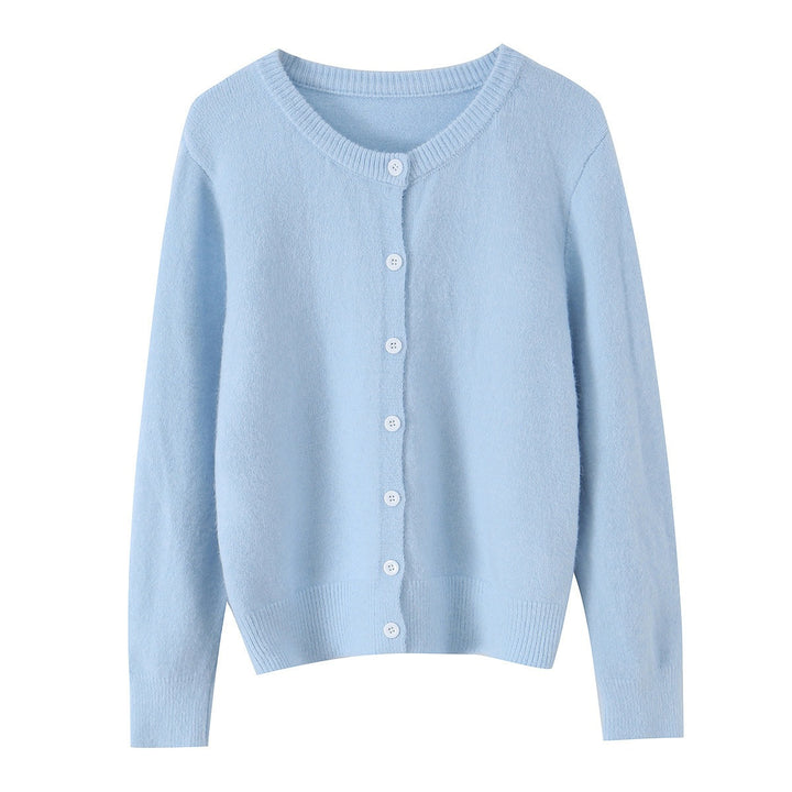 Damen Feinstrick-Cardigan mit Rundhalsausschnitt, durchgehender Knopfleiste und geripptem Saum Echo Archiv