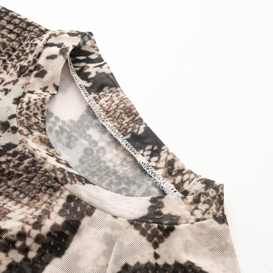 Damen Langes Bodycon-Maxikleid mit Rundhals und Schlangenprint Echo Archiv