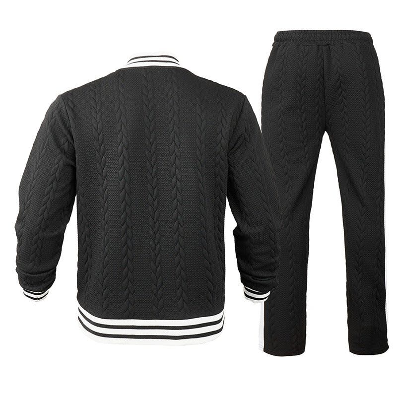 Herren Sportswear-Bomberjacke mit strukturiertem Design und Kontraststreifen Echoarchiv