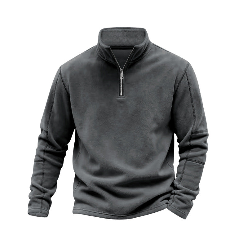 Herren nan leichter Fleece-Pullover mit halbem Reißverschluss und Stehkragen Echo Archiv