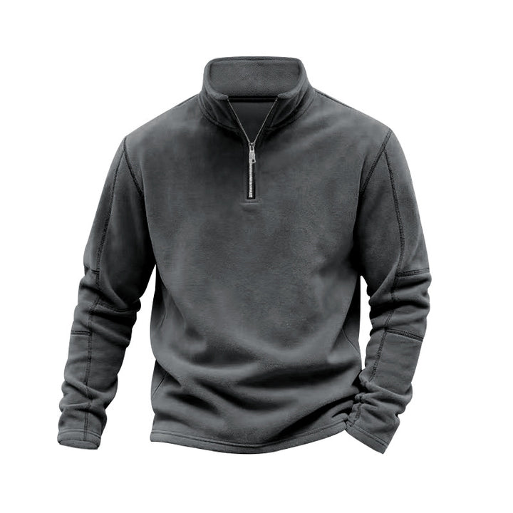 Herren nan leichter Fleece-Pullover mit halbem Reißverschluss und Stehkragen Echo Archiv