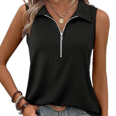 Damen ärmelloses Polo-Shirt mit Reißverschluss Echoarchiv