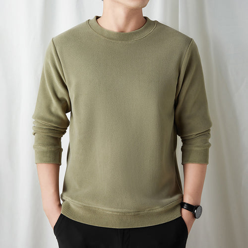 Herren Feiner Rundhals-Pullover aus Baumwollmix mit gerippten Bündchen und schlanker Passform Echoarchiv