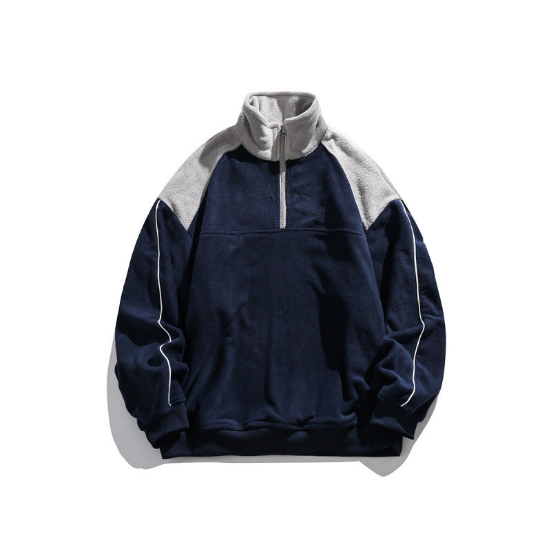 Unisex Oversize-Fleece-Halbzip-Pullover mit hohem Kragen und Raglanärmeln Echo Archiv
