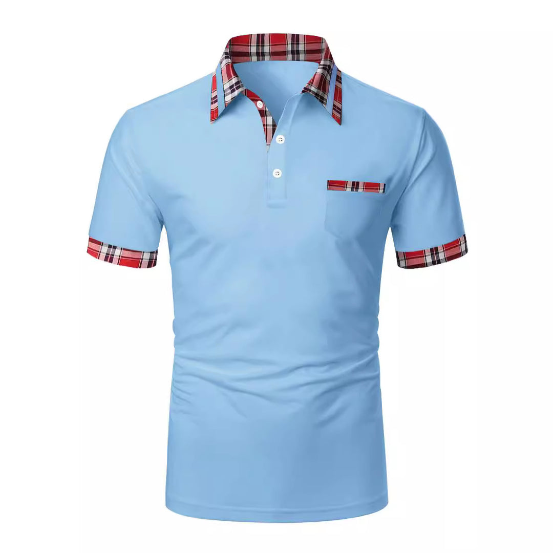 Herren Poloshirt mit modernem Karodetail und praktischer Brusttasche Echoarchiv
